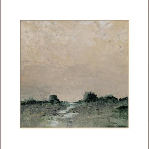 Paysage N° 12 / 20x20cm gouache sur papier marouflé sur toile