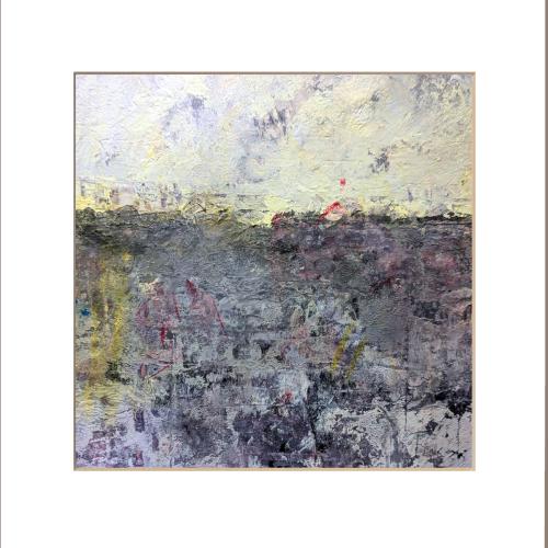 Paysage N° 14 / 20x20cm gouache sur papier marouflé sur toile