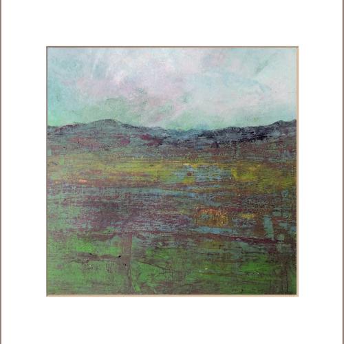 Paysage N° 17 / 20x20cm gouache sur papier marouflé sur toile