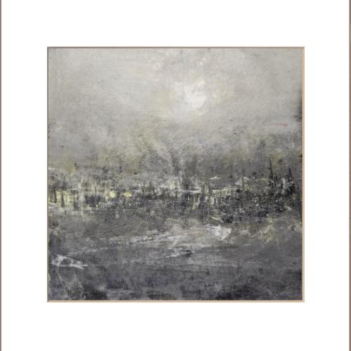 Paysage N° 18 / 20x20cm gouache sur papier marouflé sur toile