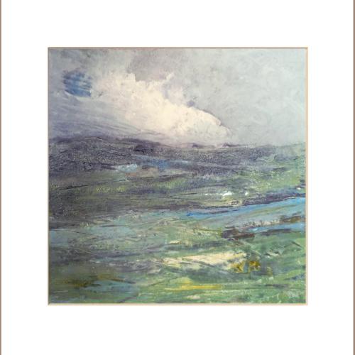 Paysage N° 23 / 20x20cm gouache sur papier marouflé sur toile