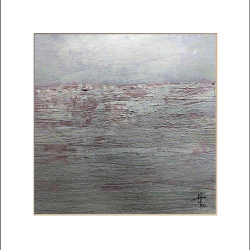 Paysage N° 28 / 20x20cm gouache sur papier marouflé sur toile