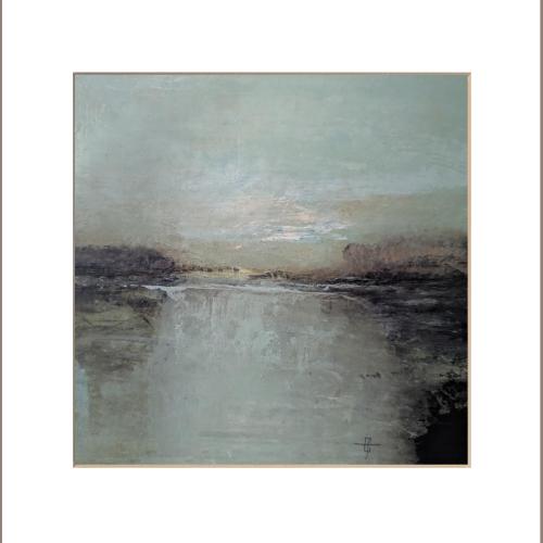 Paysage N° 29 / 20x20cm gouache sur papier marouflé sur toile