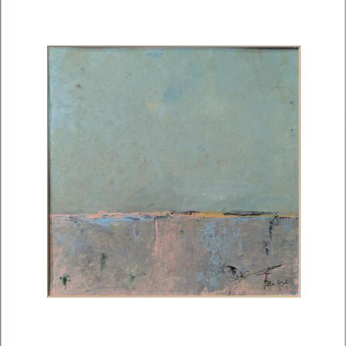 Paysage N° 6 / 20x20cm gouache sur papiermarouflé sur toile