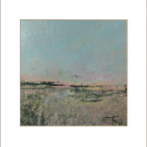 Paysage N° 9 / 20x20cm gouache sur papier marouflé sur toile